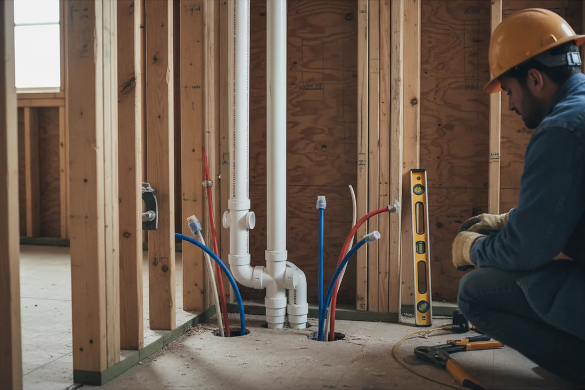 Drain and supply rough-in during Garbage Disposal Repair in Rowe